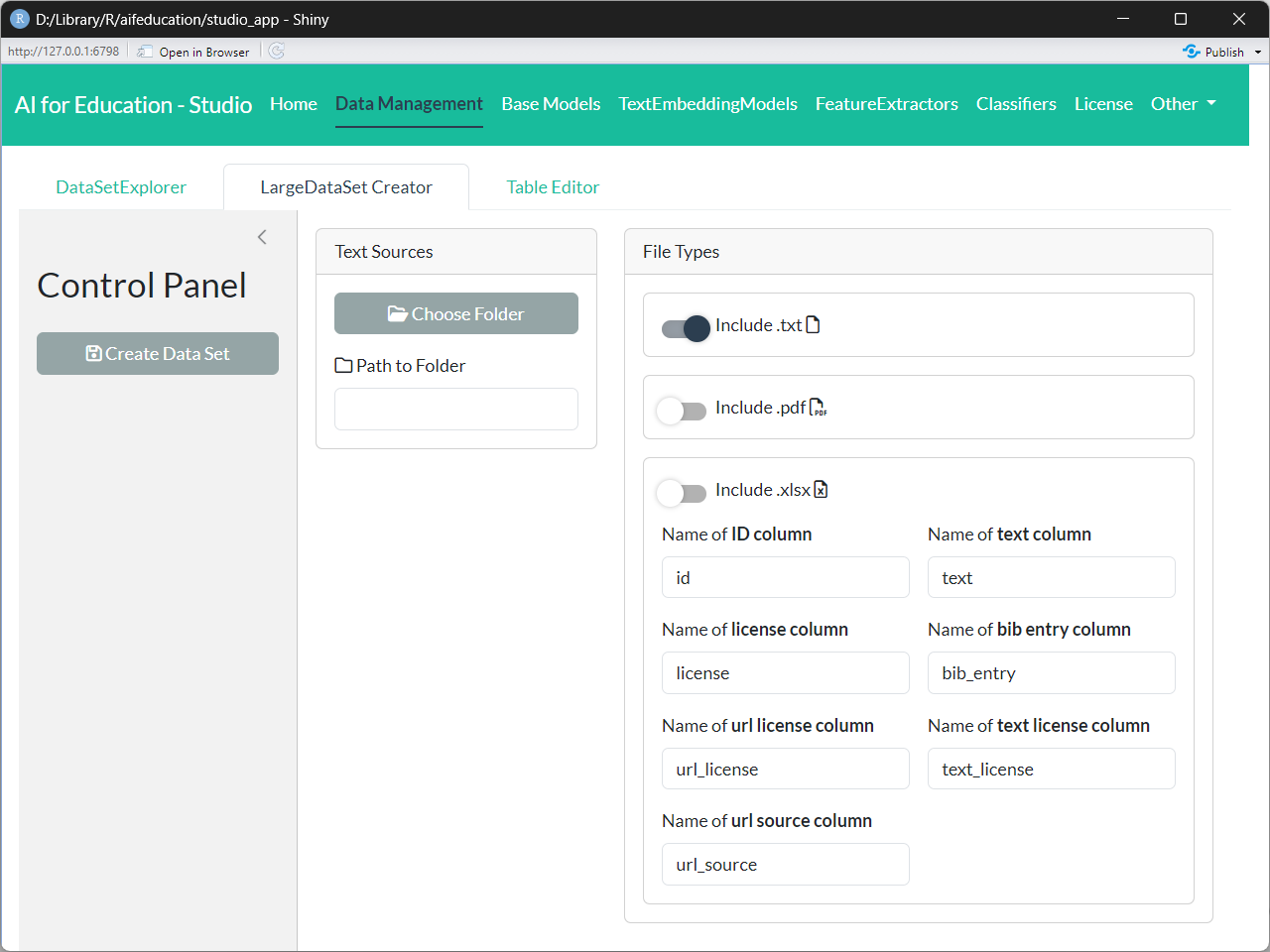 Figure 5: Data Management Page